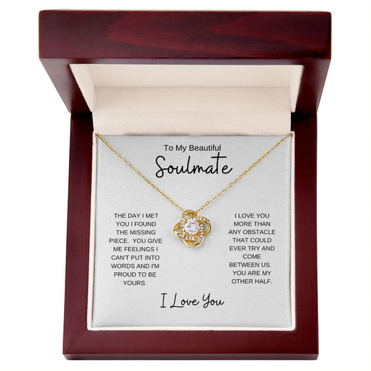 Beautiful Soulmate Missing Piece Love Knot Necklace